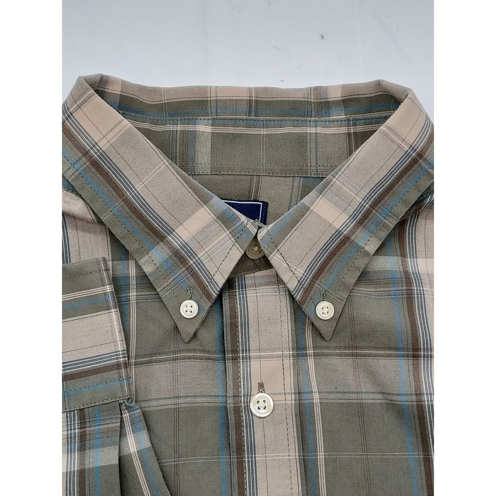 Dockers Mens L‎ Button Down Shirt Plaid Long Sleeve Stain Defender Casual